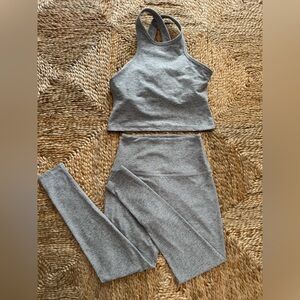 Beyond Yoga Gray Leggings and Crop Top Set